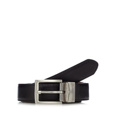 The Collection Black matte leather reversible belt